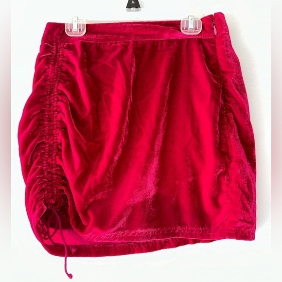 FINAL SALE Free People Vivienne Velvet Ruched Cinched Mini Skirt Rose Hypnotic 2 - Picture 7 of 7
